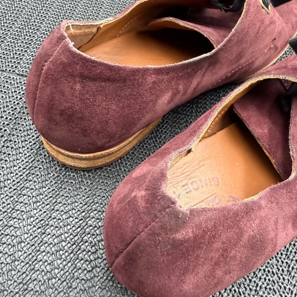 Kork-Ease Burgundy Suede Ribbon Bow Oxfords K54747 Wine Flats Womens 8M - Picture 5 of 10